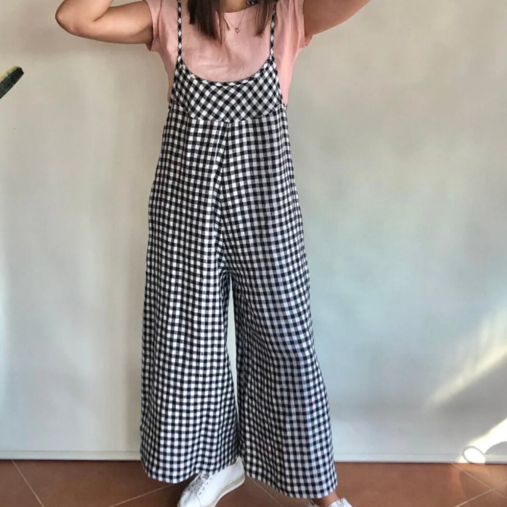NWOT Linen Overalls - Size S, Gingham